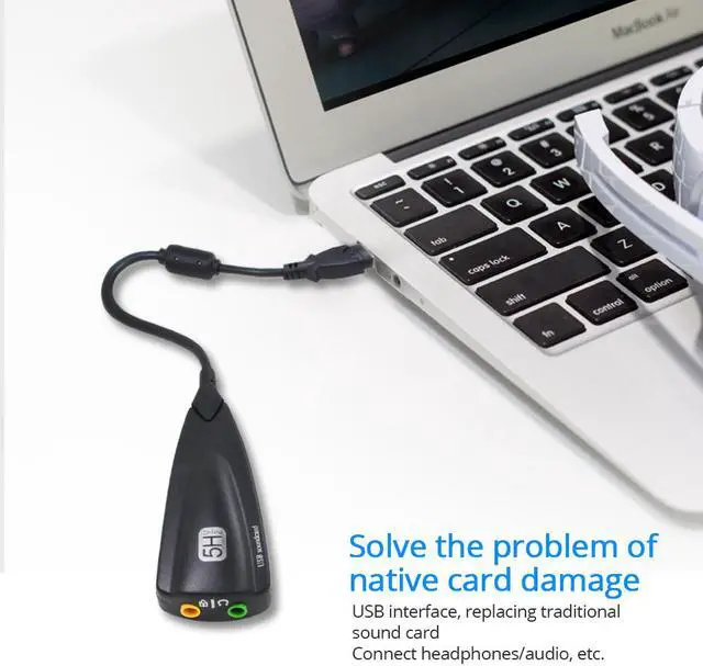 Alt view image 4 of 7 - Weastlinks External USB Sound Card 7.1 Adapter 5HV2 USB to 3D CH Sound Antimagnetic Audio Headset Microphone 3.5mm Jack For Laptop PC