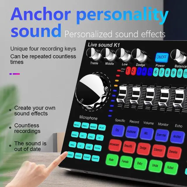 Alt view image 6 of 7 - Weastlinks K1 Computer Phone Voice Changer HIFI Live Sound Card Mixer Board Streaming Audio Bluetooth 5.0 Universal