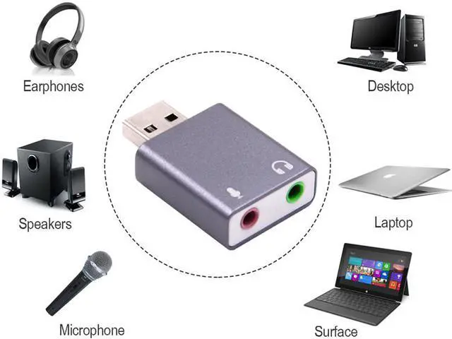 Alt view image 5 of 7 - Weastlinks External USB Sound Card Ultra-portable HIFI Magic Voice 7.1CH Microphone-in Audio-out port Free Drive Plug Sound Card