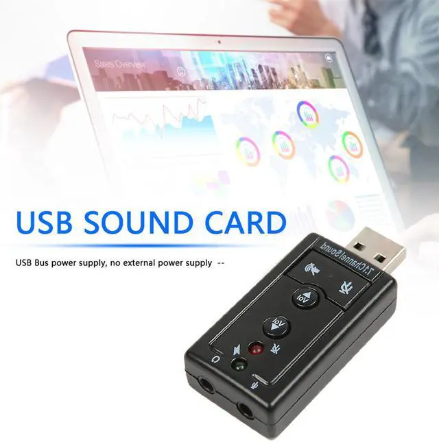 Alt view image 2 of 6 - Weastlinks External USB Sound Card USB2.0 Virtual 7.1 Channel Stereo 3.5mm Headphone Audio Adapter Microphone Sound Card