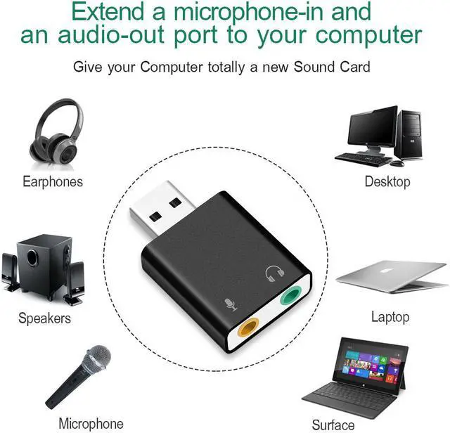 Alt view image 2 of 7 - Weastlinks External USB Sound Card Ultra-portable HIFI Magic Voice 7.1CH Microphone-in Audio-out port Free Drive Plug Sound Card