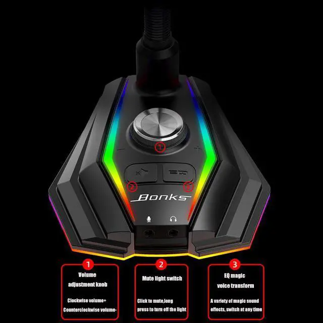 Alt view image 4 of 7 - Weastlinks USB Microphone HD Sound Card With Speaker Headset Jack Free Drive Noise Reduction Rotate Receiver For Computer Mobile Phone