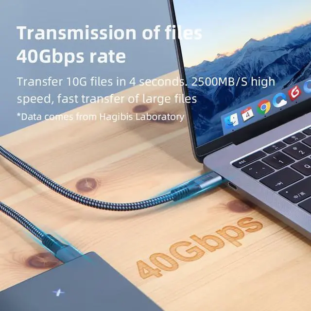 Alt view image 2 of 7 - Weastlinks USB 4 Cable Compatible with Thunderbolt 3 5K@60Hz 40Gbps Data Transfer 100W 5A Fast Charging for Macbook Pro USB Type C