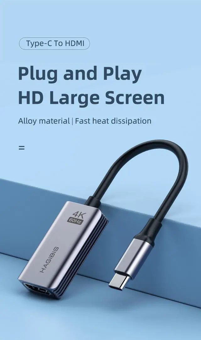 Alt view image 6 of 7 - Weastlinks USB C to HDMI Adapter 4K 60Hz/30Hz Cable Type C HDMI for MacBook Pro Air iPad Pro Pixelbook XPS Galaxy Thunderbolt 3