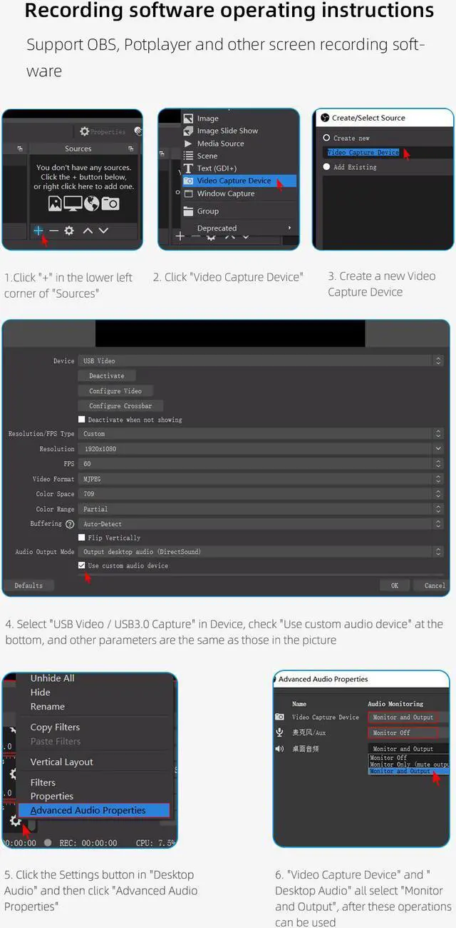 Alt view image 7 of 7 - Weastlinks 4K HDMI-Compatible Video Capture Card Loop Out for Game Recording Live Streaming Box 1080P Grabber PS4 PS5 Switch Camera