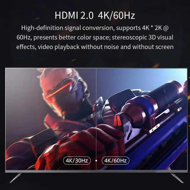 Alt view image 3 of 7 - Weastlinks HDMI-compatible Switcher 4K 60Hz Splitter Bi-Direction 1x2/2x1 Adapter 2 in 1 out for PS4/3 TV Box HDTV Xbox Projector