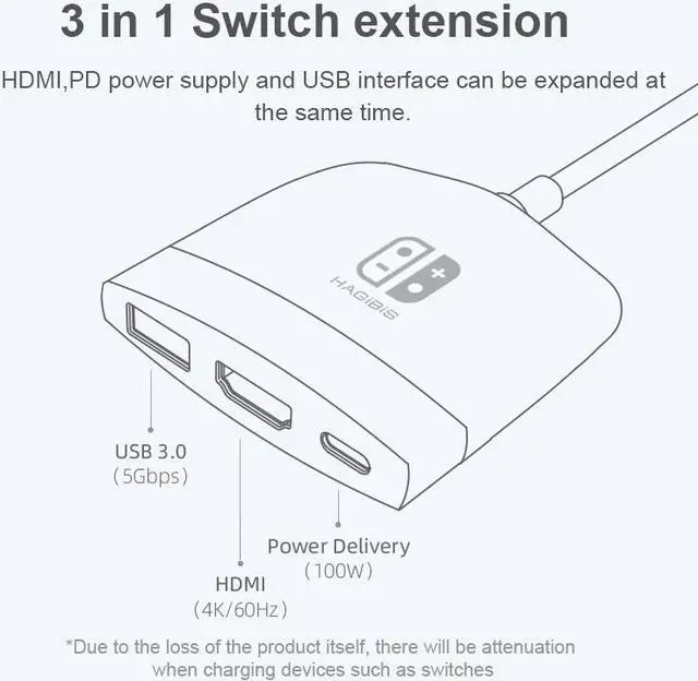 Alt view image 5 of 7 - Weastlinks Switch Dock TV Dock for Nintendo Switch Portable Docking Station USB C to 4K HDMI-compatible USB 3.0 PD for Macbook Pro