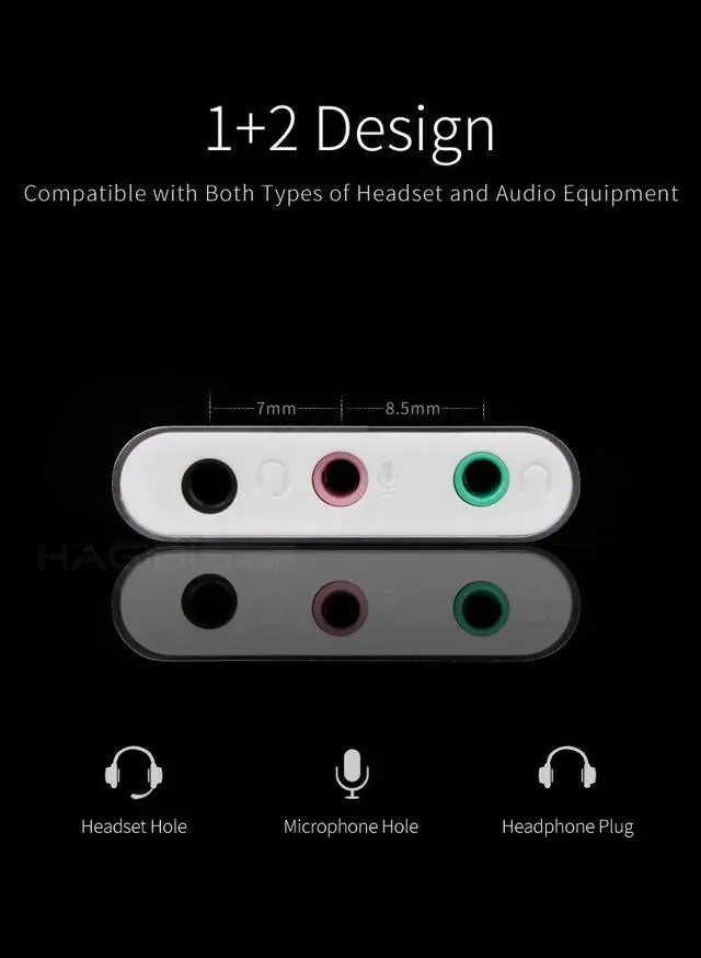 Alt view image 2 of 7 - Weastlinks External Sound Card Converter Splitter USB Adapter 3 Port Converter Headphone Microphone for PC Laptop Audio adapter