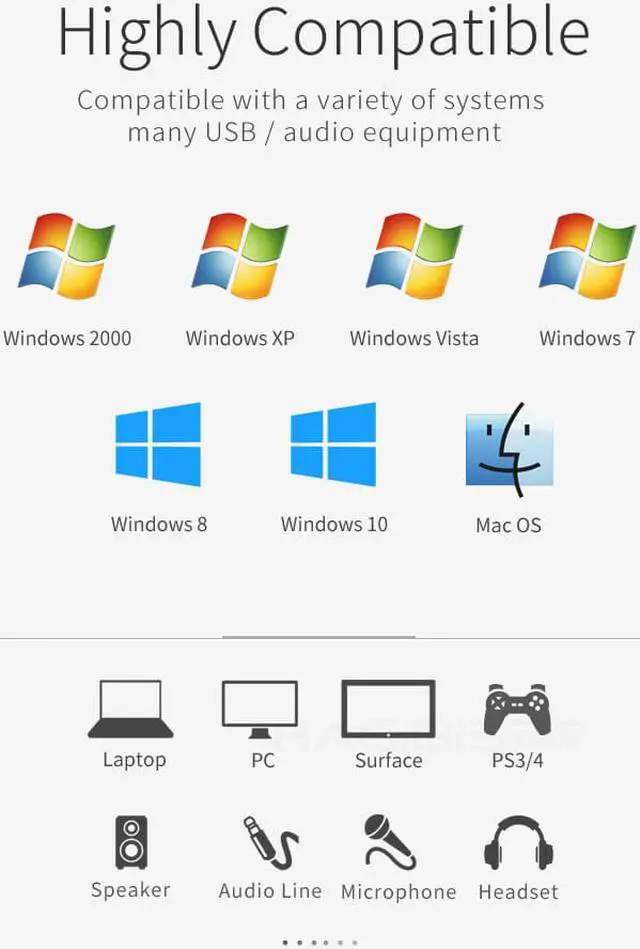 Alt view image 7 of 7 - Weastlinks External Sound Card Converter Splitter USB Adapter 3 Port Converter Headphone Microphone for PC Laptop Audio adapter
