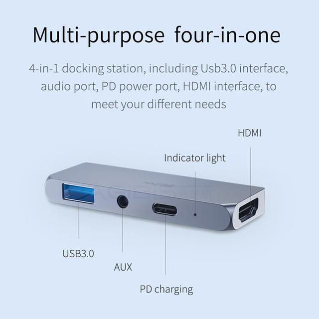 Alt view image 2 of 7 - Weastlinks USB C HUB TYPE-C to HDMI-compatible Adapter 3.5mm Audio PD Charging USB 3.0 Port Converter for iPad Pro Macbook Laptop