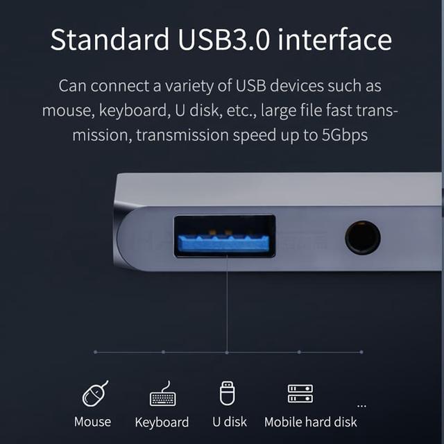 Alt view image 5 of 7 - Weastlinks USB C HUB TYPE-C to HDMI-compatible Adapter 3.5mm Audio PD Charging USB 3.0 Port Converter for iPad Pro Macbook Laptop