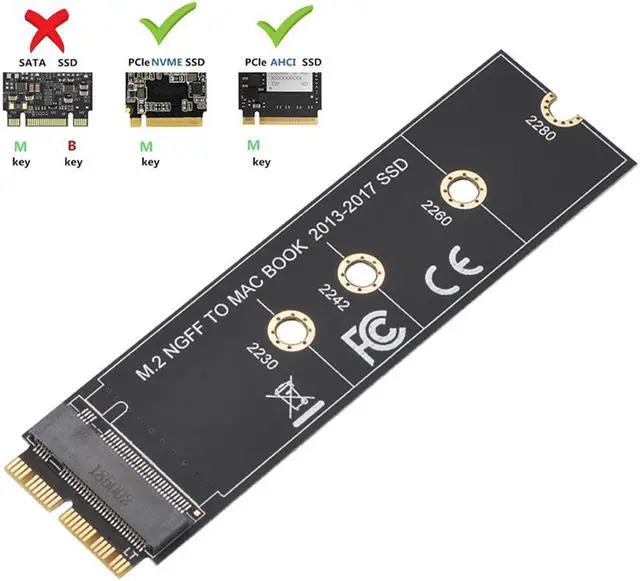 Alt view image 4 of 7 - Weastlinks M.2 NVME SSD Convert Adapter Card for MacBook Air Pro Retina 2013-2017 NVME/AHCI SSD Upgraded Kit For A1465 A1466 A1398 A1502