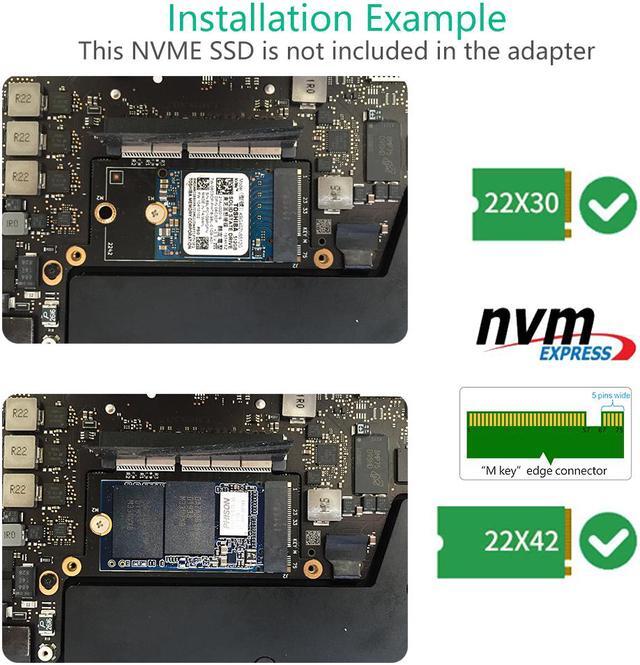 Alt view image 7 of 7 - Weastlinks A1708 NVME Adapter for Macbook NVMe PCI Express PCIE to M.2 SSD Adapter Card N-1708A for Macbook Pro Retina 13" A1708 2016 2017