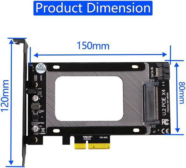 Alt view image 6 of 7 - Weastlinks U2 to PCI E Adapter Card Riser PCI Express 3.0 4X U.2 SFF-8639 Adapter PCIe U.2 SSD to PCI-E Card Support Intel 2.5" NVME U2 SSD