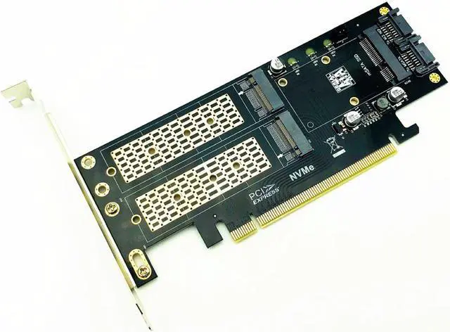 Alt view image 7 of 7 - Weastlinks Riser Card M2 NVMe SSD NGFF to PCIE 3.0 X16 Adapter for Chia Mining Support M Key NVME SSD B Key M.2 SATA SSD mSATA 3in1 Adapter