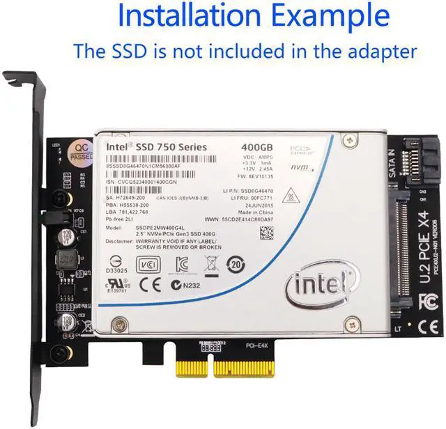 Alt view image 5 of 7 - Weastlinks U2 to PCI E Adapter Card Riser PCI Express 3.0 4X U.2 SFF-8639 Adapter PCIe U.2 SSD to PCI-E Card Support Intel 2.5" NVME U2 SSD