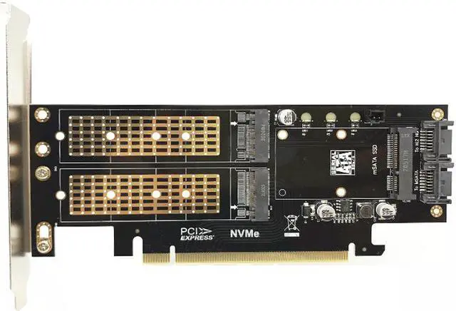 Main image of Weastlinks Riser Card M2 NVMe SSD NGFF to PCIE 3.0 X16 Adapter for Chia Mining Support M Key NVME SSD B Key M.2 SATA SSD mSATA 3in1 Adapter