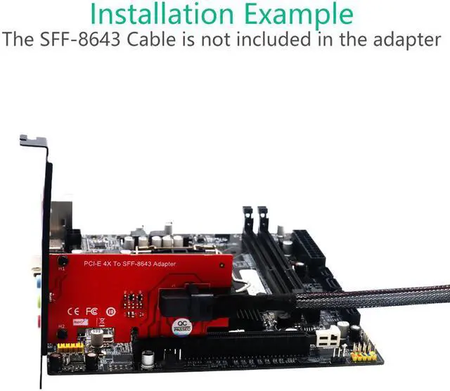 Alt view image 3 of 6 - Weastlinks Riser PCIE SFF-8643 U.2 Adapter Expansion Card SFF-8643 U2 PCI E Converter SFF 8643 PCI-E 4.0 X4 Riser Card for U2 PCIe NVMe SSD