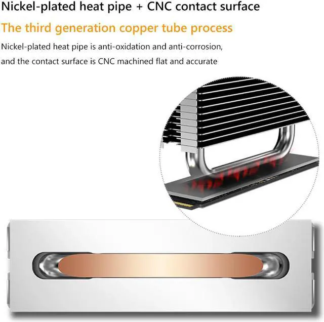 Alt view image 6 of 7 - Weastlinks M.2-THREE M2 2280 Solid State Hard Disk Heat Sink with 6010 Fan SSD Radiator PCI-E 4.0/5.0 Aluminum Heatsink Cooling Thermal Pad