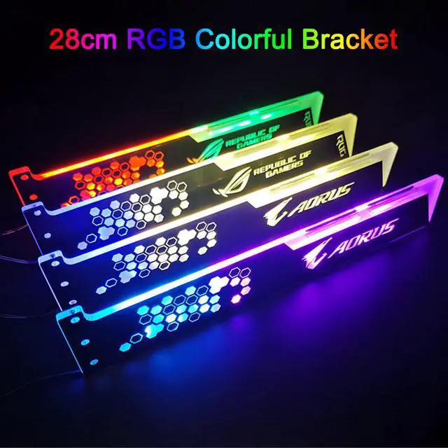 Alt view image 5 of 7 - Weastlinks RGB LED Light Graphics Card Bracket 25cm/28cm 5V Small 4PIN GPU Support VGA Holder for Computer Chassis PC Accessories