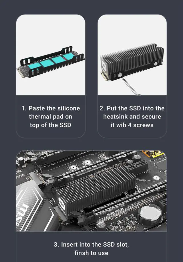Alt view image 5 of 7 - Weastlinks M.2 SSD Heatsink, Heavy Duty Aluminum Convective Heat Sink, NVME NGFF Cooler Passive Heat Sinks with Fins