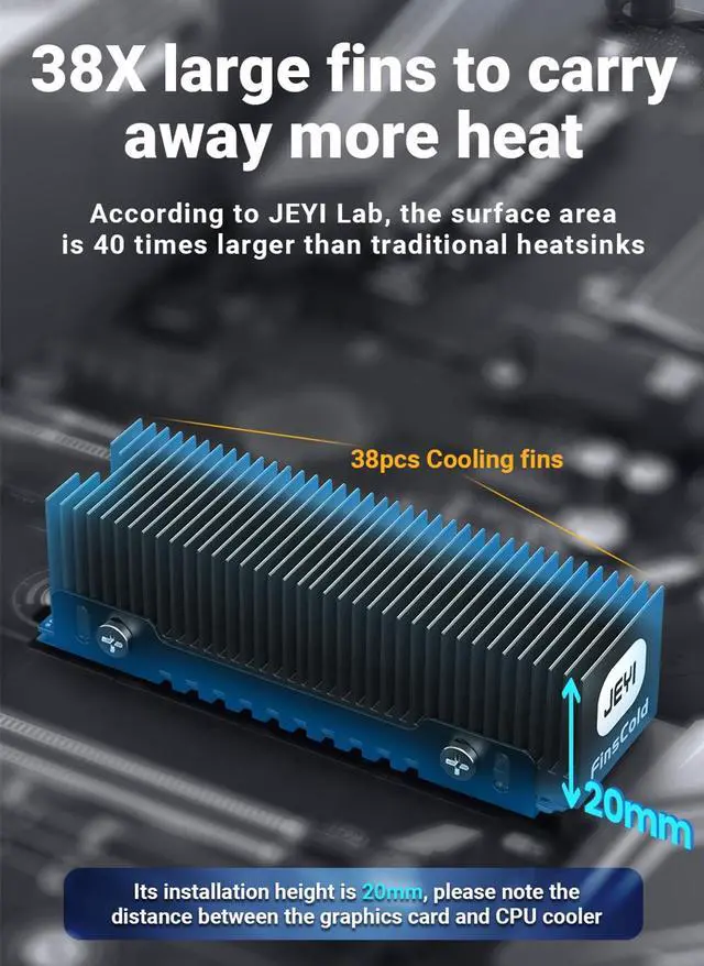 Alt view image 3 of 7 - Weastlinks M.2 SSD Heatsink, Heavy Duty Aluminum Convective Heat Sink, NVME NGFF Cooler Passive Heat Sinks with Fins