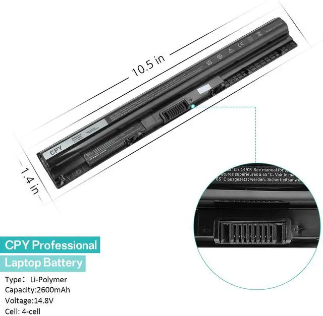 Alt view image 7 of 12 - M5Y1K Laptop Battery for Dell Inspiron 3451 3551 3567 5551 5555 5558 5559 5758 5759 Vostro 3458 3459 3468 3558 Inspiron 14 15 3000 Series 14.8V 40wh 2600mAh