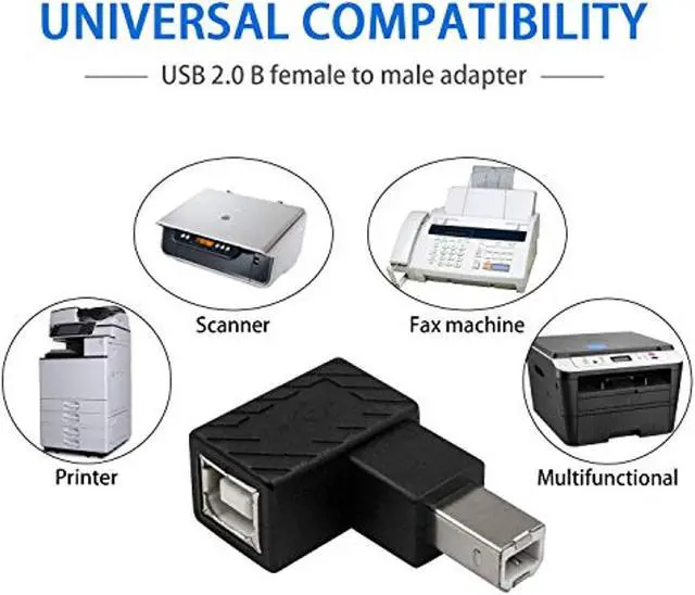 Alt view image 4 of 6 - Usb B 2.0 Adapter, Usb 2.0 Type-B Printer Cable Adapter, Right Angle Usb B 2.0 Male To Female Adapter For Printer Short Extension Cable For Printer, Scanner, Mobile Hdd And More