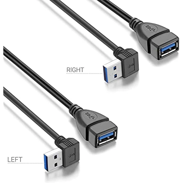 Alt view image 5 of 7 - Short Usb 3.0 Extension Cable, 2 Pack Superspeed Usb 3.0 Angle Male To Female Extension Cable 6 Inch Convertor Adapter Extender Cord Up Angle And Down Angle One Each