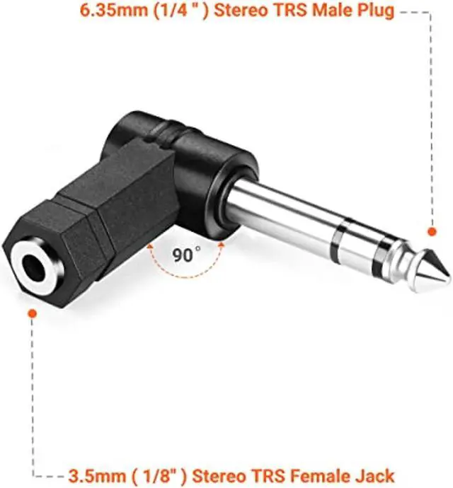 Alt view image 6 of 7 - Right Angled 6.35Mm 0.25 Inch Trs 3 Pole Male To 3.5Mm Female 90 Degree Adapter Converter Extension Extender Stereo Auxiliary Aux Headphone Audio Jack Plug Wire Cord 3 Pack