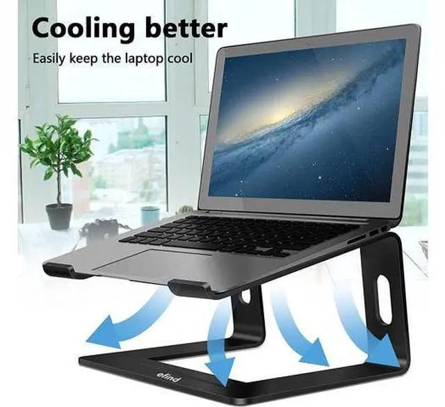 Alt view image 5 of 7 - Laptop Stand, efind Aluminum Portable Computer Stand & Phone Stand Combination, Lightweight, Detachable Laptop Riser Notebook Stand Compatible with More 10''-15.6'' Laptop, MacBook Pro/Air-(Black)