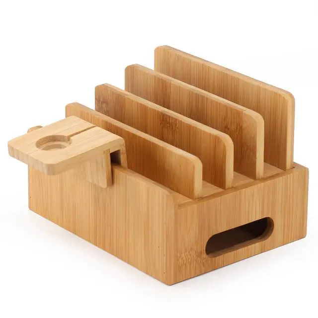Alt view image 2 of 7 - Beebo Beabo Bamboo,Charging StationV2 Desktop Docking Charging Stand Such As Cell Phone,For Family,Wood Docking Stand Electronic Organizer for Multiple Devices, Phones, Tablets, Laptop and More