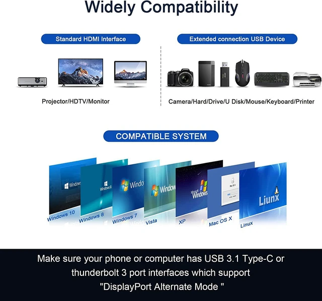 Alt view image 7 of 7 - QGeeM 7-in-1 USB-C Hub with 100W Power Delivery,3 USB 3.0 Ports, SD/TF Card Reader,Compatible for MacBook and Windows-UH07-3