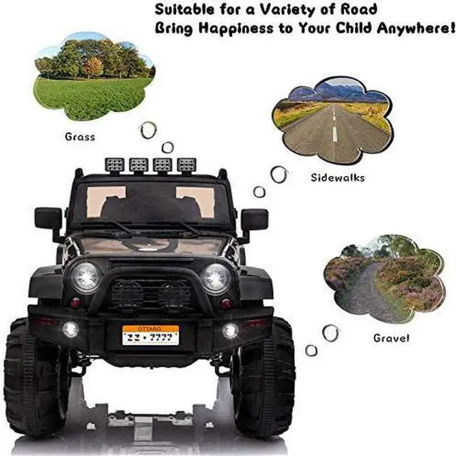 Alt view image 5 of 7 - OUTTOY Kids Ride on Truck, Children Electric Ride on Car w/Parent Remote Control, 12V Battery Powered Driving Trucks Cars for Boys and Girls, Spring Suspension, MP3 Player(Black)