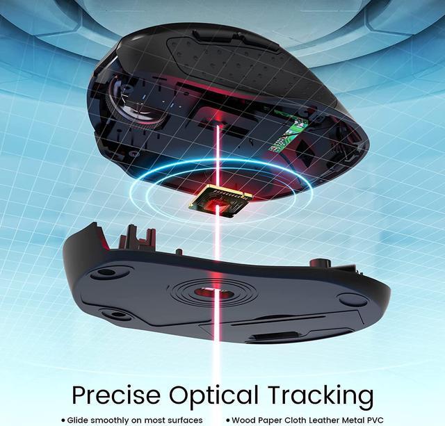 Alt view image 6 of 7 - Wireless Mouse, D-09 Computer Mouse USB Cordless Mice for Laptop, Ergo Grips, Lightspeed 5-Level 2400 DPI, 16 Months Battery, Portable for PC Mac Chromebook (Black)