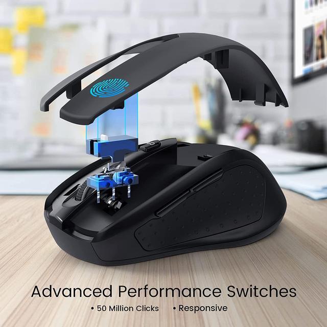 Alt view image 7 of 7 - Wireless Mouse, D-09 Computer Mouse USB Cordless Mice for Laptop, Ergo Grips, Lightspeed 5-Level 2400 DPI, 16 Months Battery, Portable for PC Mac Chromebook (Black)