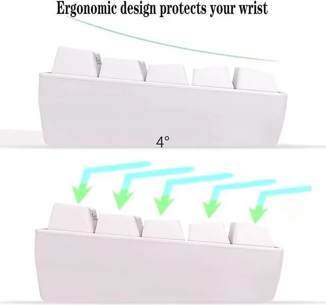 Alt view image 5 of 6 - Snpurdiri 60% Wired Gaming Keyboard, 61 Keys RGB Backlit Wrist Rest Ultra-Compact Mini Waterproof Keyboard for PC Computer Gamer (White)
