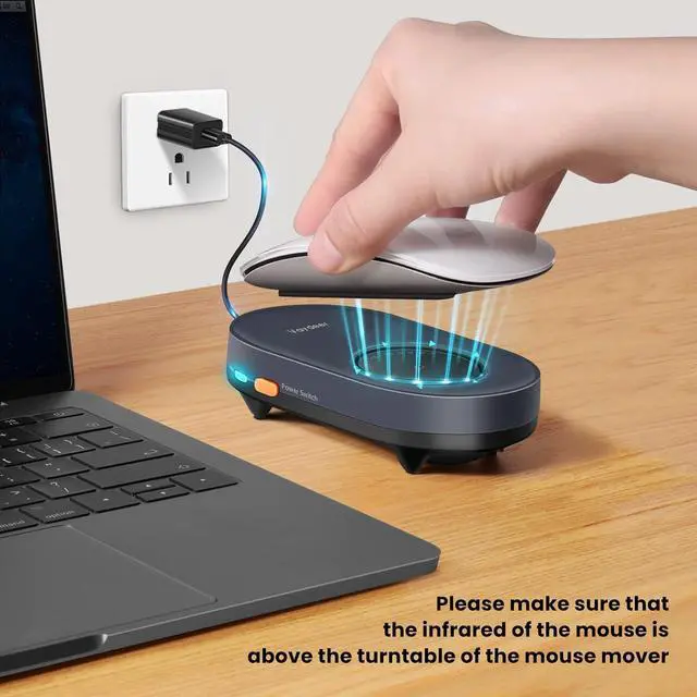 Alt view image 6 of 7 - Vaydeer Undetectable Mouse Jiggler with Power Adapter and ON/Off Switch Mouse Mover Simulator, Driver-Free Mouse Movement Simulation for Computer Awakening Black