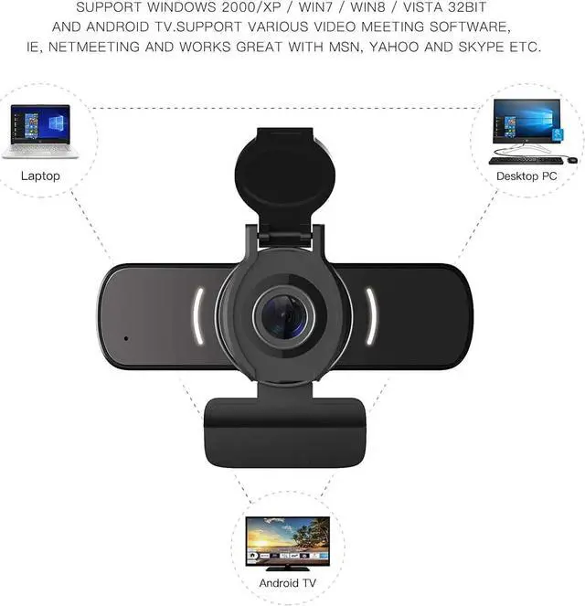 Alt view image 3 of 6 - Computer Camera with Microphone, 1080P Webcam with Webcam Cover Compatible with Mac OS Windows Laptop PC Desktop,HD Webcam for Live Streaming Gaming Calling Video Conferencing