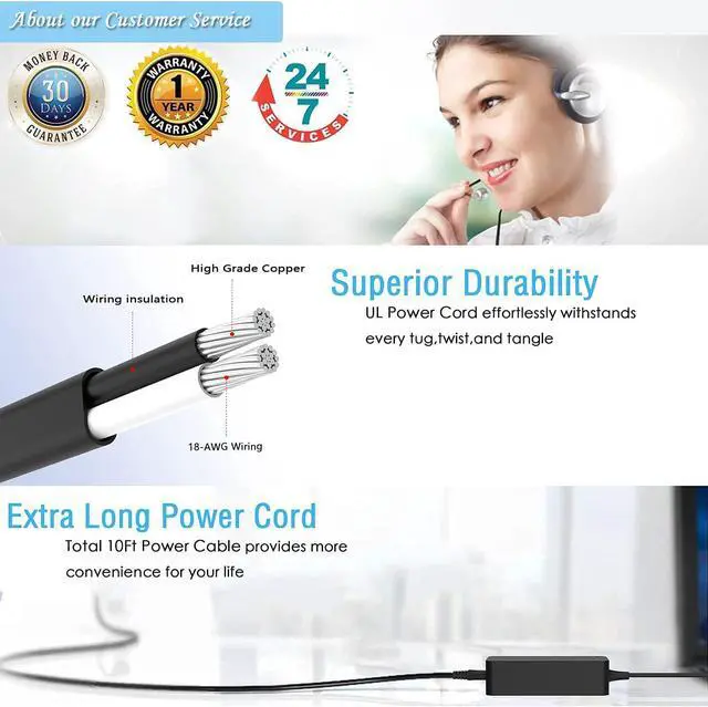 Alt view image 3 of 5 - UL Listed Superer AC Charger Compatible with Toshiba Satellite A665 A665D A665-S6086 A665-S5186 A665-S5170 Laptop Adapter Power Supply Cord