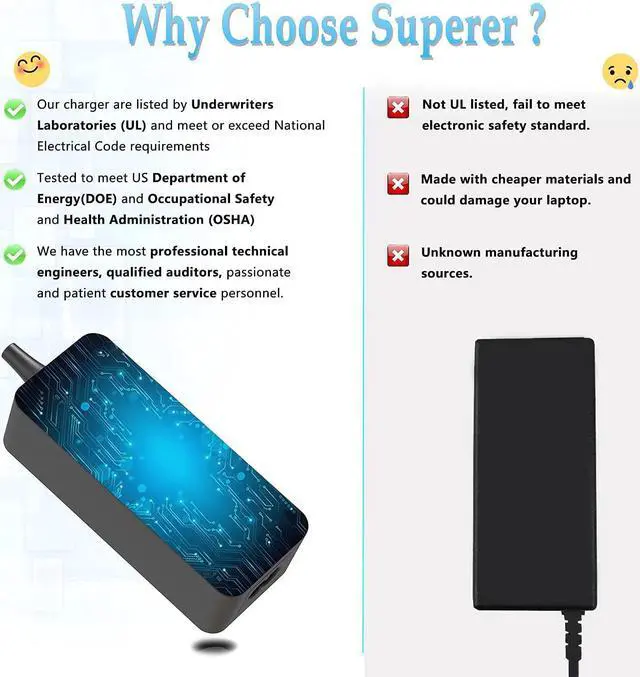 Alt view image 4 of 5 - UL Listed Superer AC Charger Compatible with Toshiba Satellite A665 A665D A665-S6086 A665-S5186 A665-S5170 Laptop Adapter Power Supply Cord