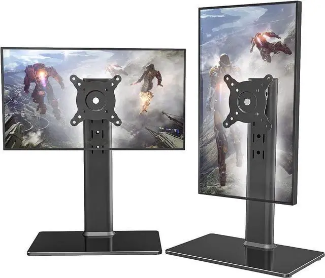 Main image of 2 Pack Single LCD Computer Monitor Free-Standing Desk Stand Riser for 13 inch to 32 inch Screen with Swivel, Height Adjustable, Rotation, Holds One (1) Screen up to 77Lbs(HT05B-201)