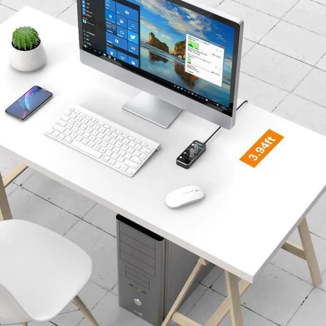 Alt view image 3 of 7 - USB 3.0 Hub 4-Port USB Hub USB Adapter with Individual On/Off LED Switch USB Hub 3.0 for Dell HP MacBook Air Surface Pro Asus Acer Xbox Console Printer Flash Drive HDD (4ft/1.2m Cable)