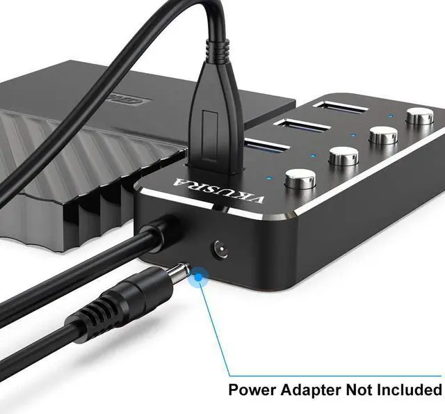 Alt view image 6 of 7 - USB 3.0 Hub 4-Port USB Hub USB Adapter with Individual On/Off LED Switch USB Hub 3.0 for Dell HP MacBook Air Surface Pro Asus Acer Xbox Console Printer Flash Drive HDD (4ft/1.2m Cable)