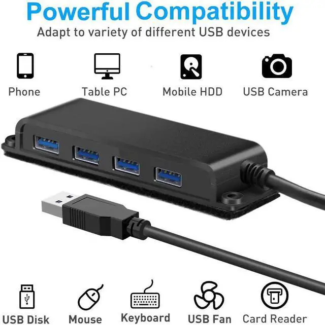 Alt view image 5 of 7 - 4-Port USB 3.0 Portable Desk Hub,Fixable USB Data Hub 3.0 with 3.3ft/100CM Cable for MacBook, Mac Pro/Mini, iMac, XPS, Surface Pro, Notebook PC, USB Flash Drives, Mobile HDD,Computer and More