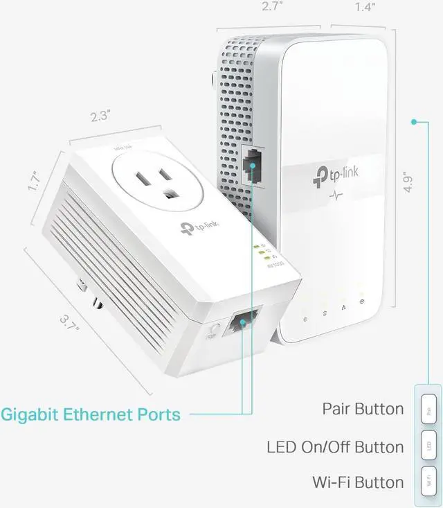 Alt view image 2 of 5 - Powerline WiFi Extender TL-WPA7617 KIT - Includes AV1000 Powerline Ethernet Network Adapter and AC1200 Dual Band Extender Gigabit Port Passthrough OneMesh Ethernet Over Power Plug & Play