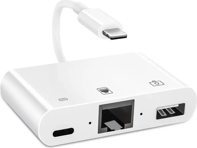 Main image of Lightning to RJ45 Ethernet Adapter, [Apple MFi Certified] 3 in 1 LAN Wired Ethernet Adapter with USB 3.0 Camera Adapter and Charge Port Support USB Flash Drive, Keyboard, Mouse, for iPhone/iPad/iPod