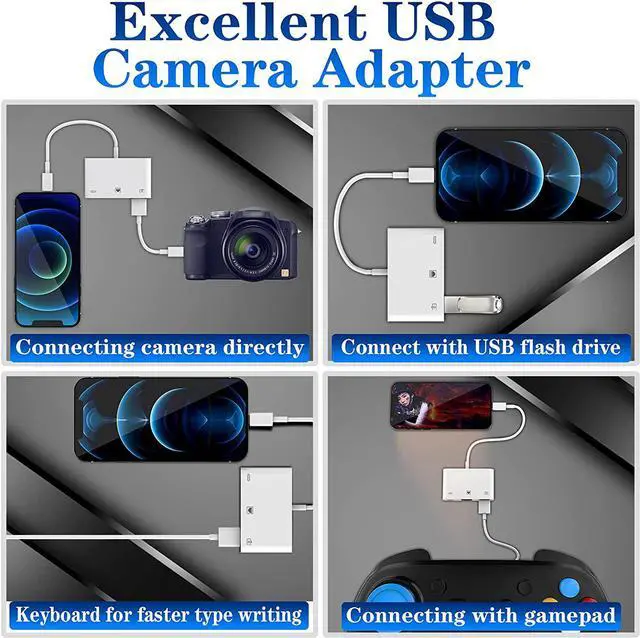 Alt view image 4 of 7 - Lightning to RJ45 Ethernet Adapter, [Apple MFi Certified] 3 in 1 LAN Wired Ethernet Adapter with USB 3.0 Camera Adapter and Charge Port Support USB Flash Drive, Keyboard, Mouse, for iPhone/iPad/iPod