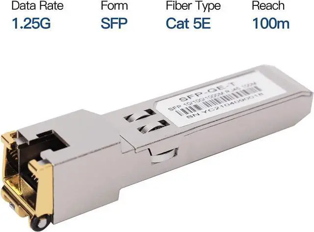 Alt view image 3 of 7 - 10PCS 1000BASE-T Gigabit SFP to RJ45 Copper Ethernet Modular Transceiver for ,Meraki,Ubiquiti,D/TP Link,Supermicro,Netgear,Broadcom, 1.25G SFP-T CAT5E/CAT6 up to 100m Mikrotik S-RJ01