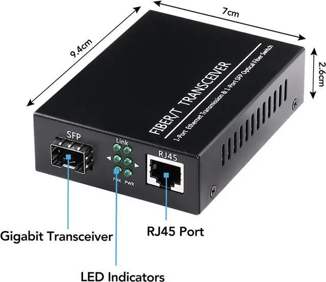 Alt view image 5 of 7 - A Pair Gigabit Ethernet SFP Fiber Media Converters with Dual Core LC Transceiver Module, Single-Mode LC, SMF RJ45 to SFP Slot up to 20KM, 10/100/1000Base-Tx to 1000Base-SX (2 Pack)
